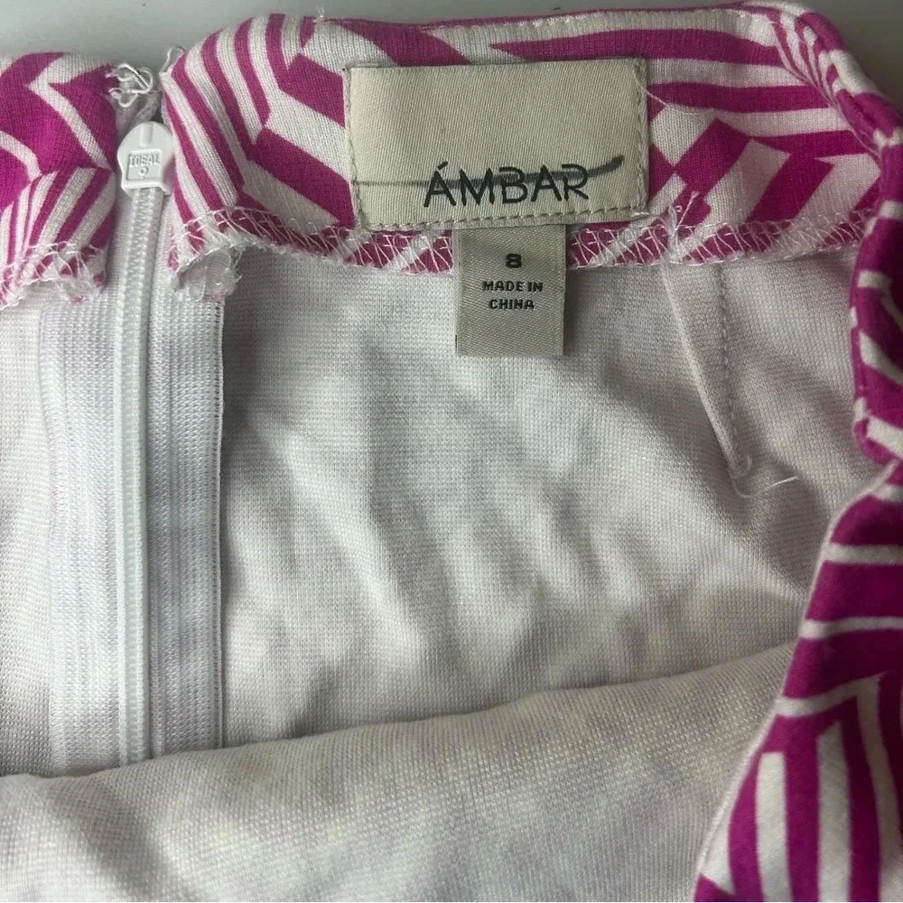 Ambar Geometric Print Tulip Pencil Faux Wrap‎ Skirt Size 8